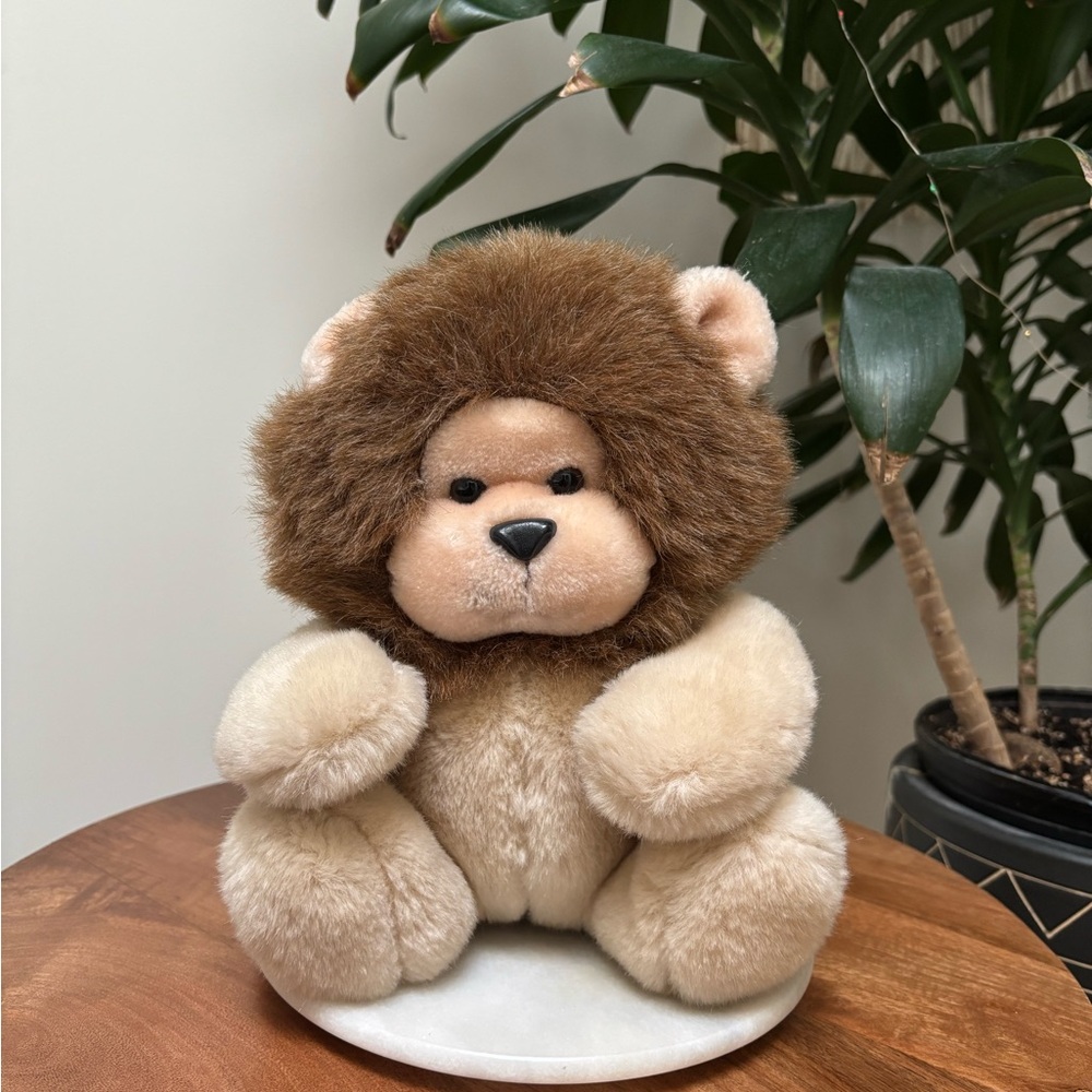 Plush Teddy Bear Lion with Brown Mane - Soft Cream Body